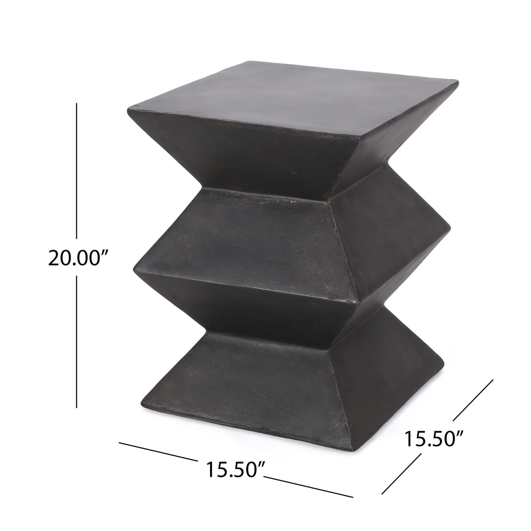 Outdoor Lightweight Concrete Side Table Black Modern Contemporary Square Antique - Diamond Home USA