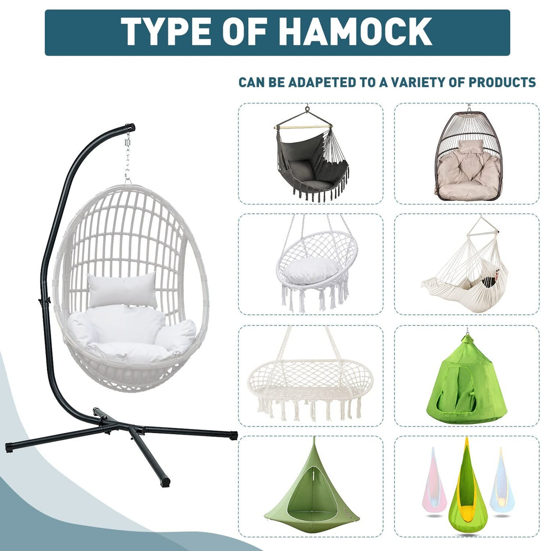Hammock Steel Stand Only C-Stand for Hanging Chairs Pound Capacity Black - Diamond Home USA