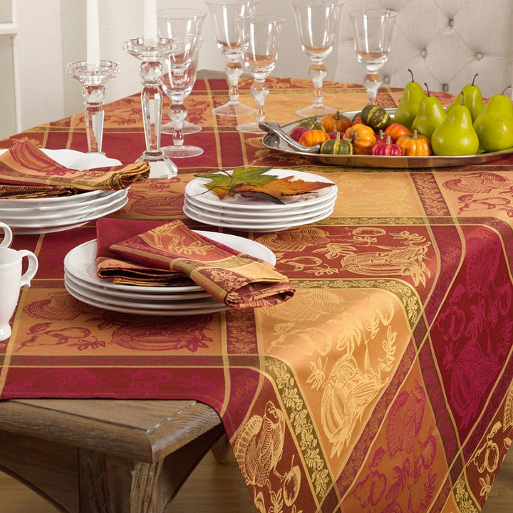 Saro LifeStyle 6702.M72S Jacquard Design Thanksgiving Tablecloth Multi 72" - Diamond Home USA