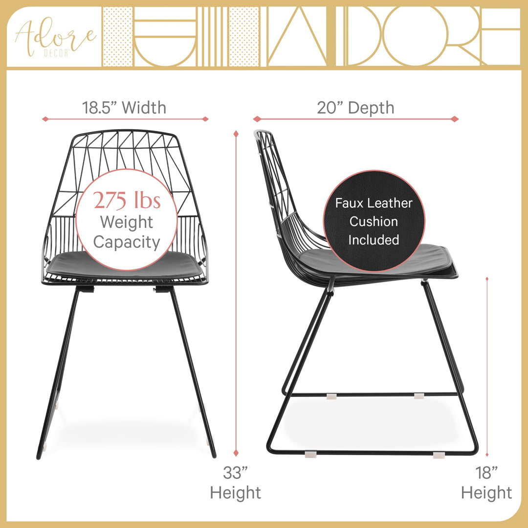 Adore Decor Vivi Metal Dining Chair Set of 2 Noir Black - Diamond Home USA
