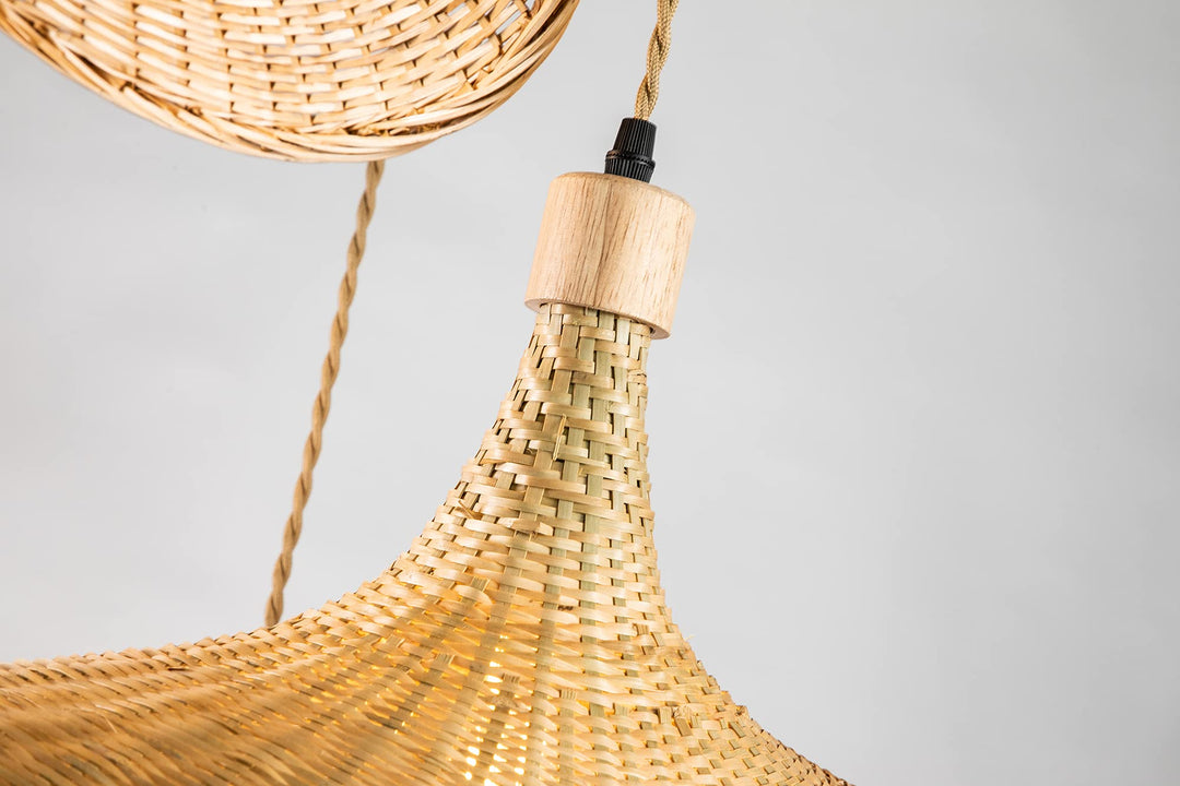 rattan pendant ighting modern farmhouse natura traditiona rattan drum three - Diamond Home USA