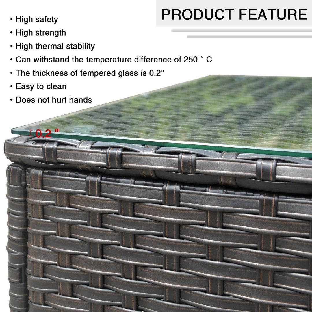 Garden Outdoor Wicker Coffee Table with Glass Top Brown Modern Contemporary - Diamond Home USA