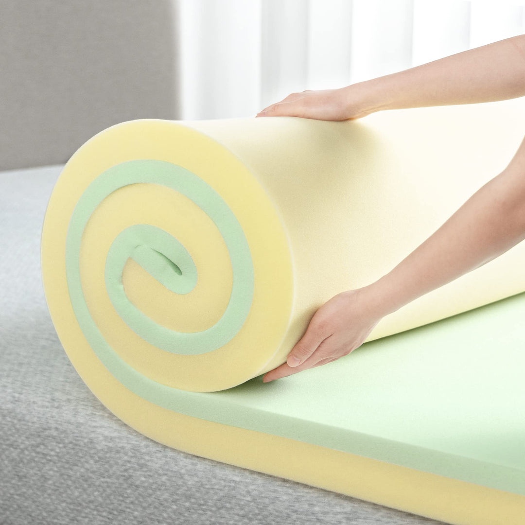 ZINUS 3 Inch Green Tea Memory Foam Mattress Topper Pressure-Relieving Layers Twin XL