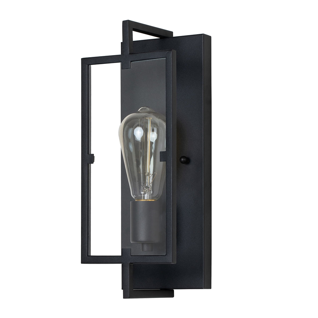 1-Light Matte Black Wall Sconce Vanity Light with Clear Glass 5 in. W X 13 H 4 E - Diamond Home USA