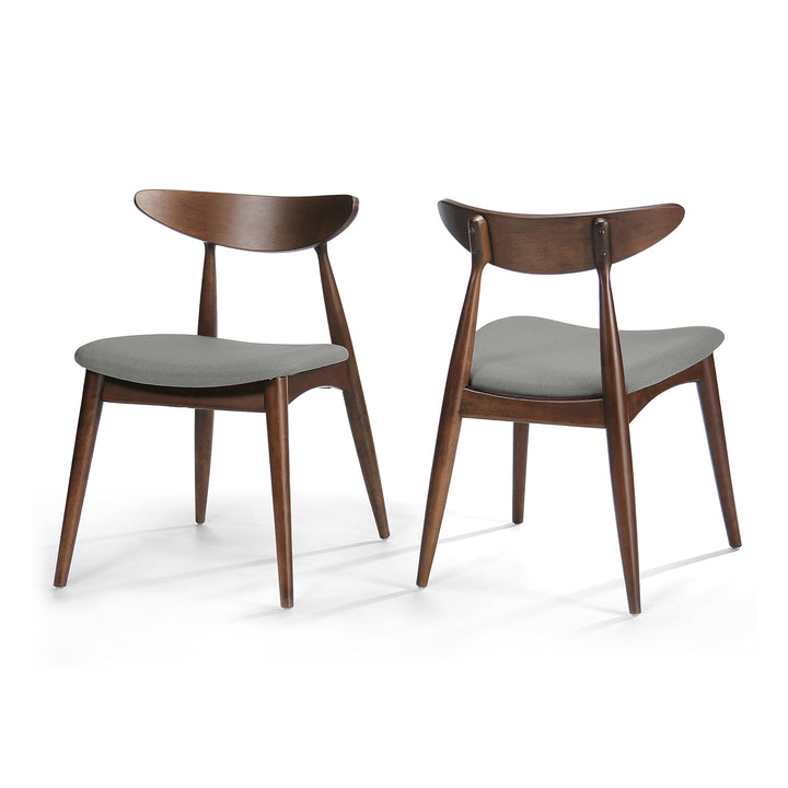 Christopher Knight Home Barron Fabric with Walnut Finish Dining Chairs 2-Pcs Set Walnut+Grey - Diamond Home USA