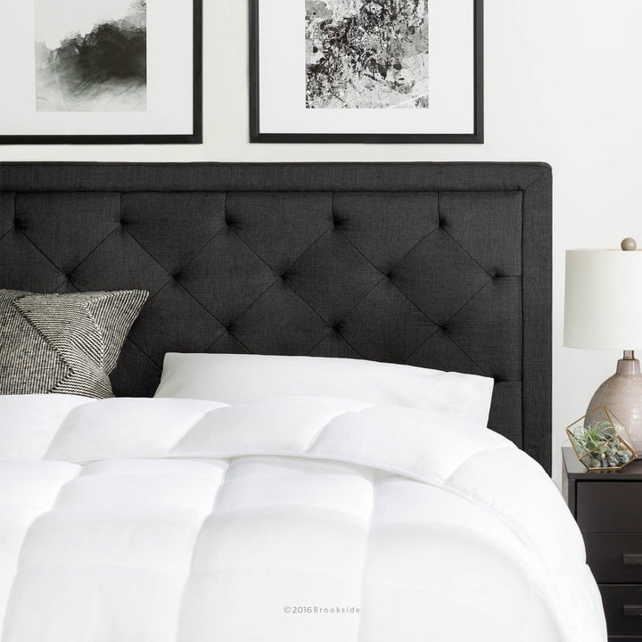 BROOKSIDE Upholstered Headboard with Diamond Tufting - Full/Full XL - Charcoal Charcoal - Full