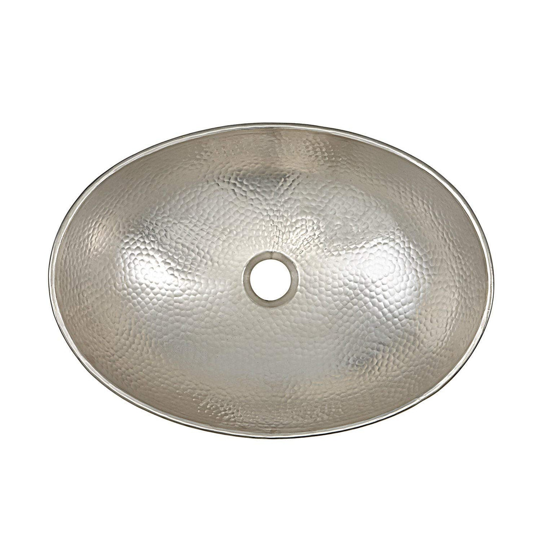 19" Hand-crafted Hammered Nickel Vessel Sink Grey Oval Metal Plated Lead-free - Diamond Home USA