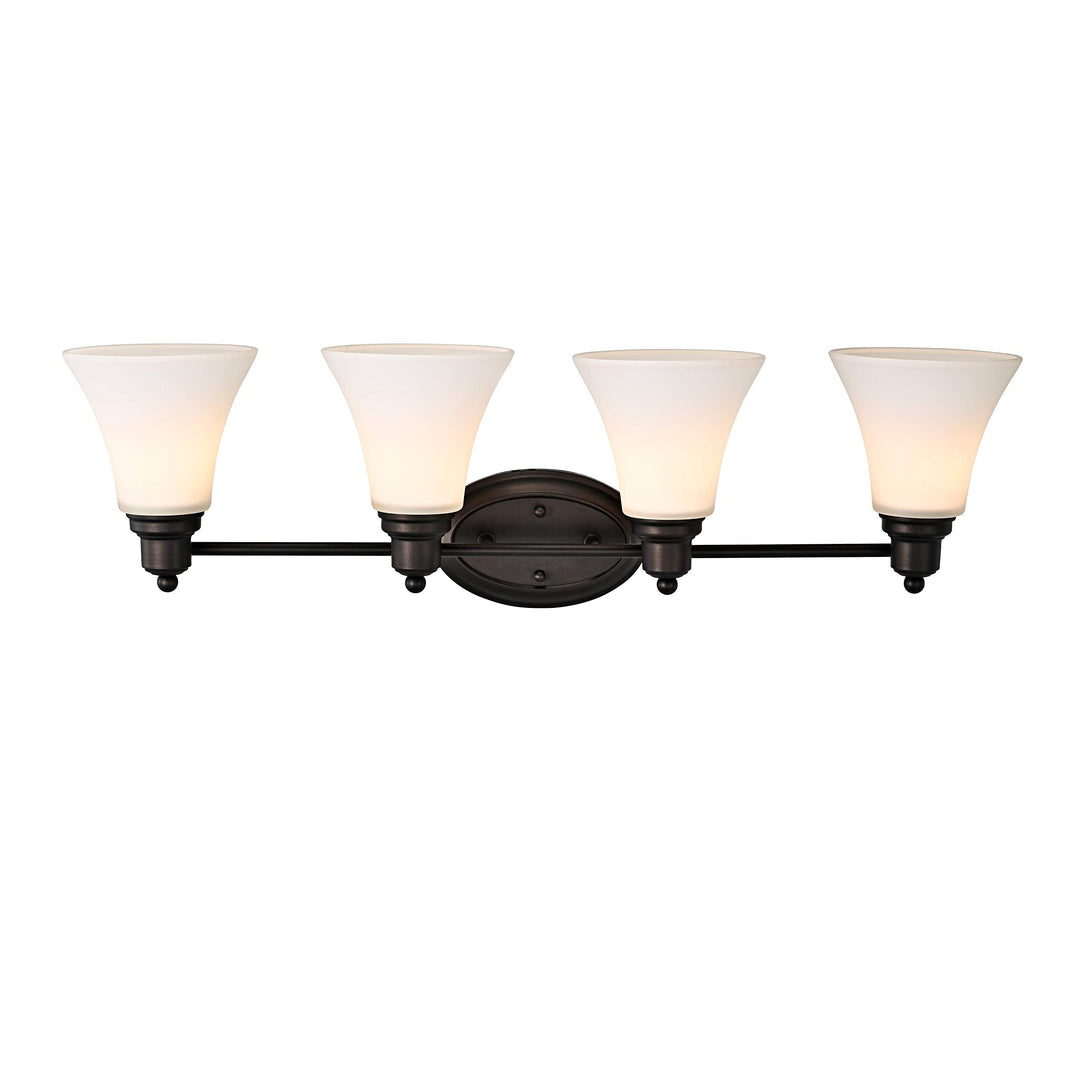 4-Light Oil-Rubbed Bronze Bath/Vanity Fixture Brown Farmhouse Transitional Glass - Diamond Home USA