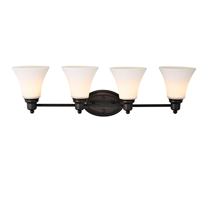 4-Light Oil-Rubbed Bronze Bath/Vanity Fixture Brown Farmhouse Transitional Glass - Diamond Home USA