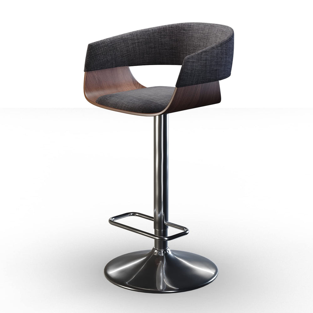 Mid Century Modern Adjustable Swivel Bar Stool in Charcoal Grey Linen Look - Diamond Home USA