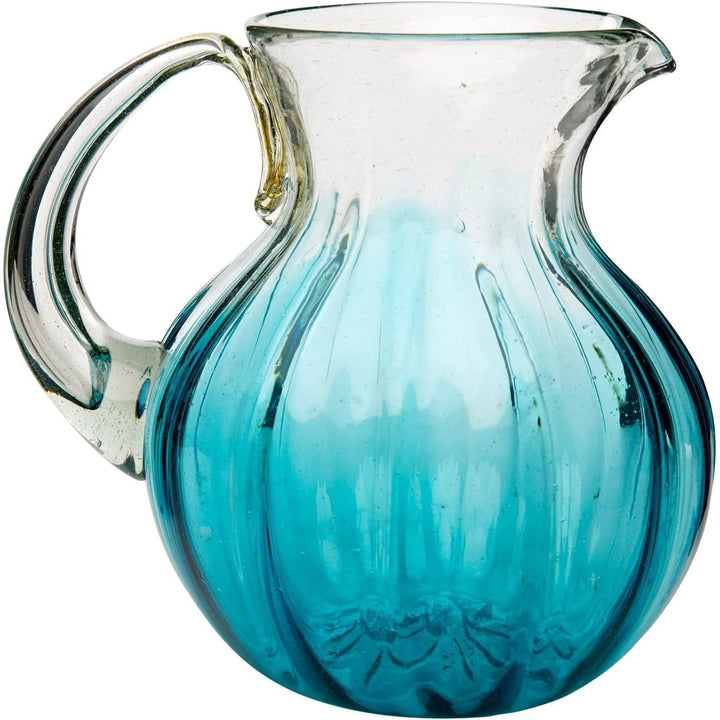 Mexican Single Glass Pitcher Light Blue Clear Modern Contemporary 1 Piece