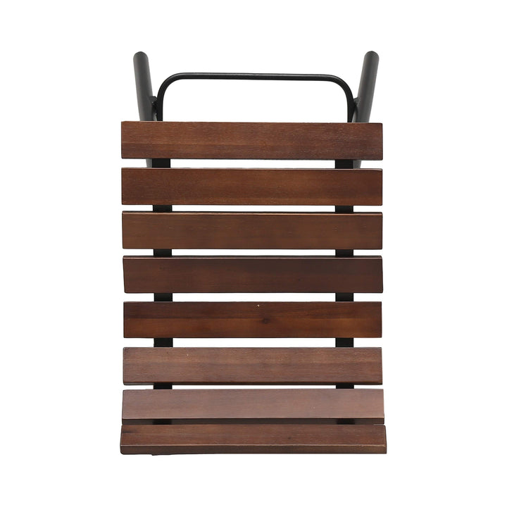 35" Wooden Barstool (Set of 2) by - Dark Brown Black Grey Industrial Iron Wood - Diamond Home USA