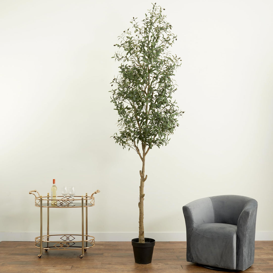 Nearly Natural 10ft. Artificial Olive Tree Green Plastic Iron Polyester - Diamond Home USA