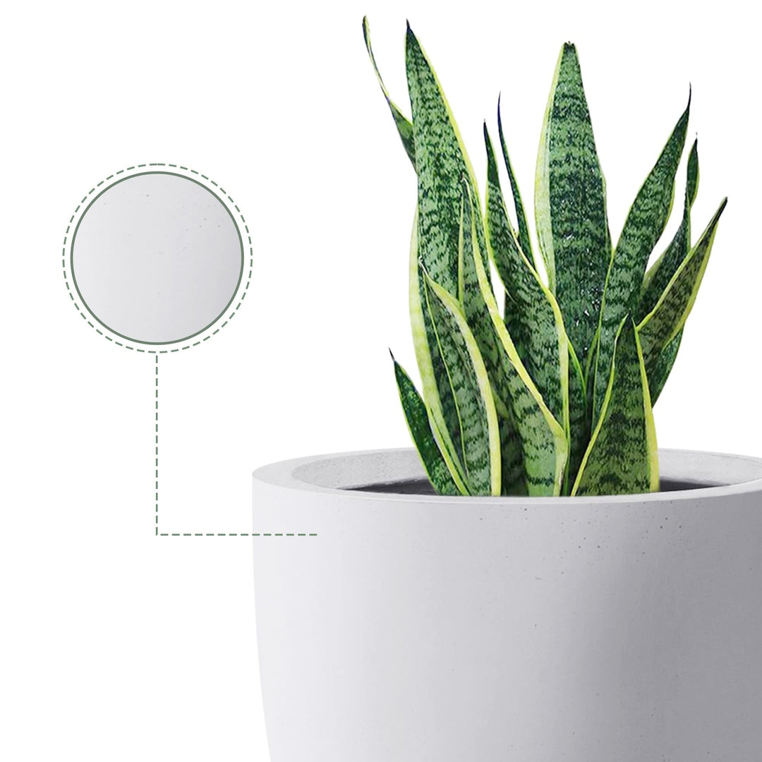 18" H Solid White Concrete Round Flower Pot Modern Planter with Drainage Hole - Diamond Home USA