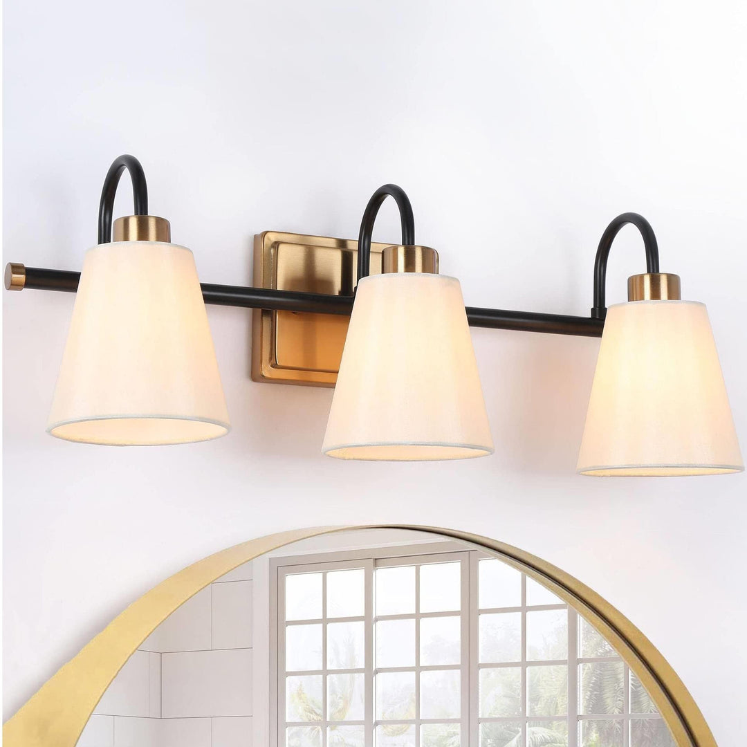 Mid-century Modern 3-light Linear Gold Black Bathroom Vanity Lights L 21.6" X