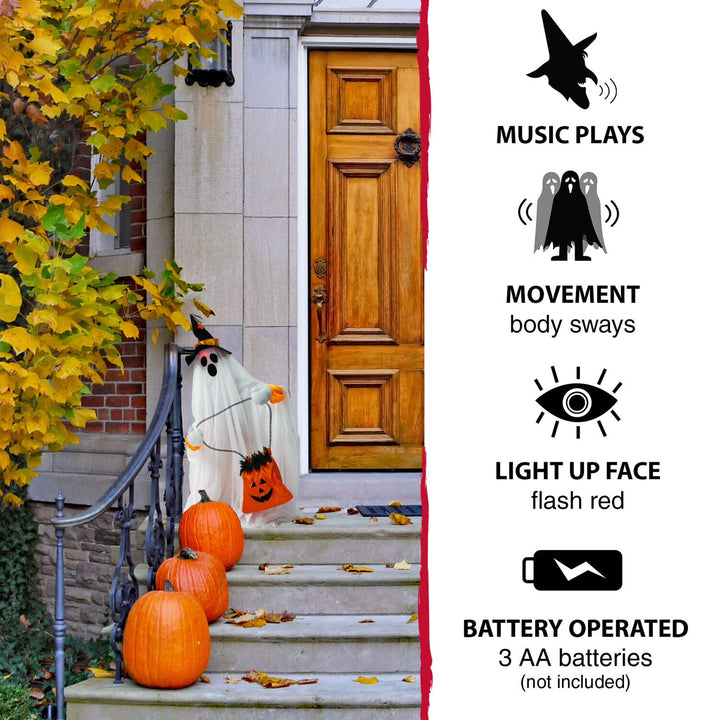 Haunted Hill Farm 35" Standing Ghost Halloween Animatronic - Diamond Home USA