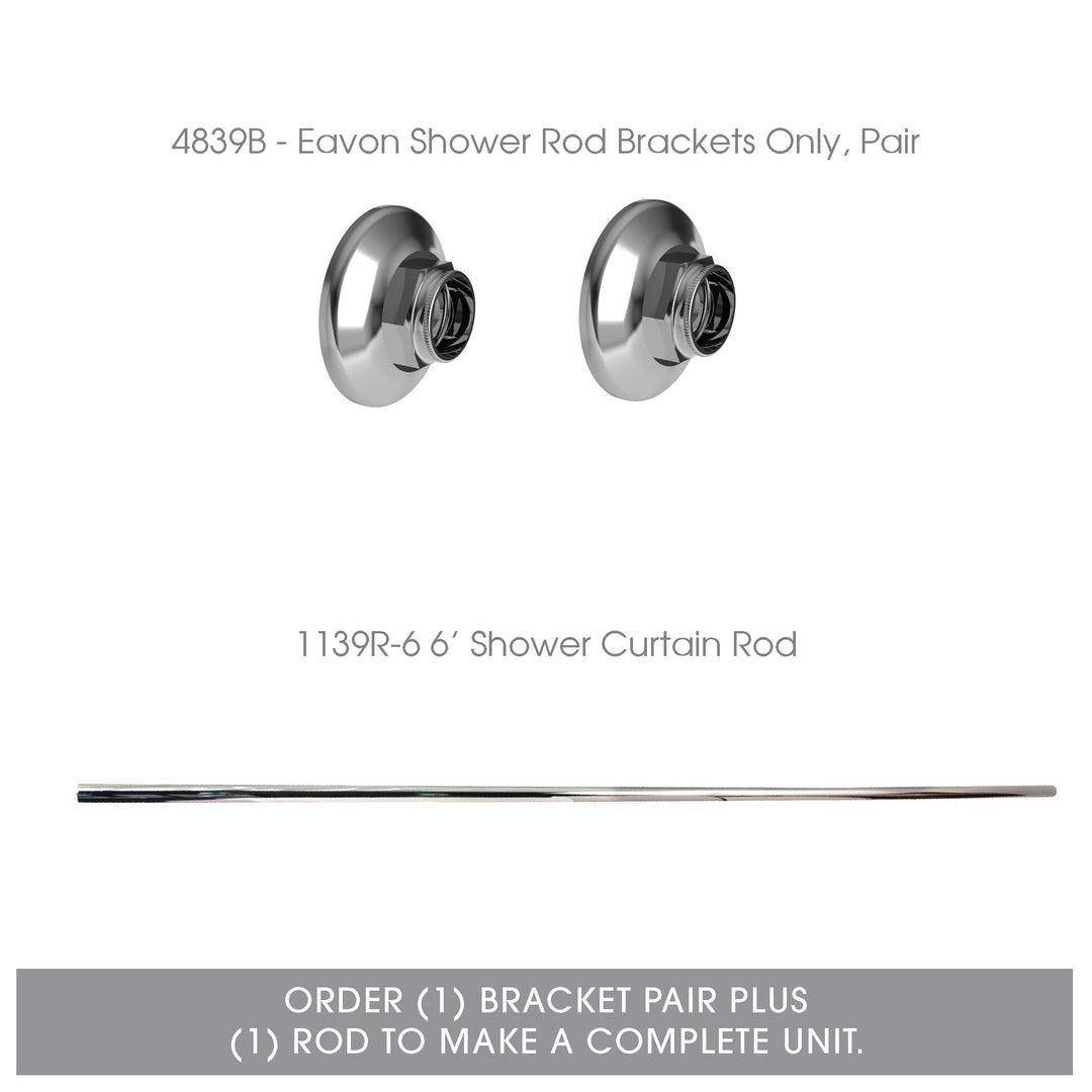 Ginger 1139R-6/PC 6-ft Polished Chrome 6' Shower Rod - Diamond Home USA