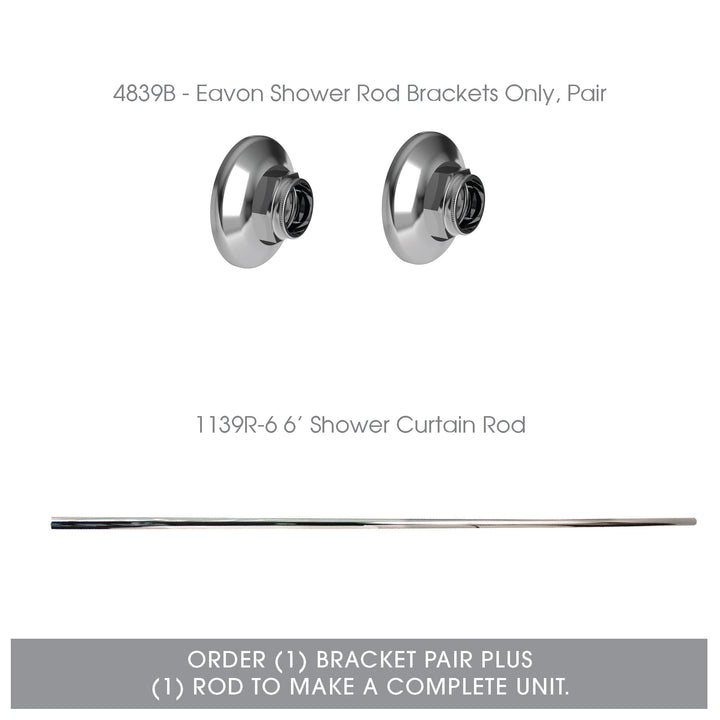 Ginger 1139R-6/PC 6-ft Polished Chrome 6' Shower Rod - Diamond Home USA