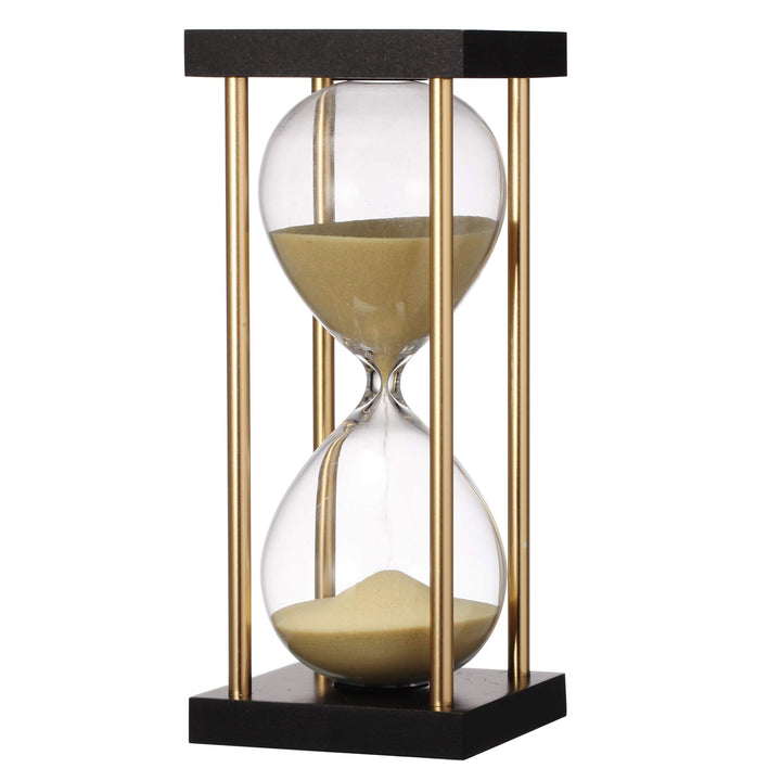 3-inch X 7-inch 15-Minute Tan Hourglass in Stand Modern Contemporary Metal