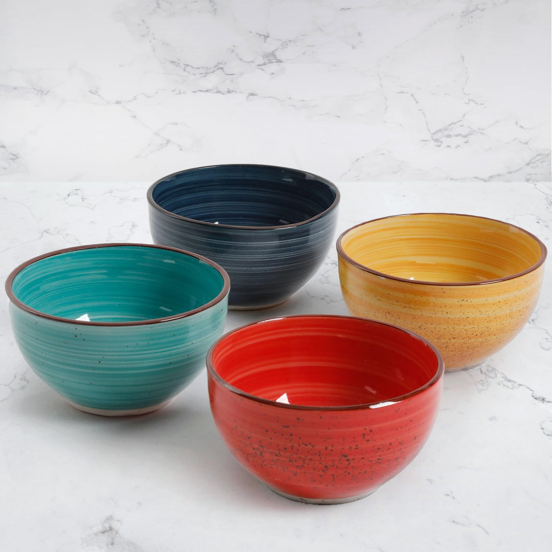 Gibson Home Color Speckle Multi Color Ceramic Bowl Sets Red Yellow Blue - Diamond Home USA