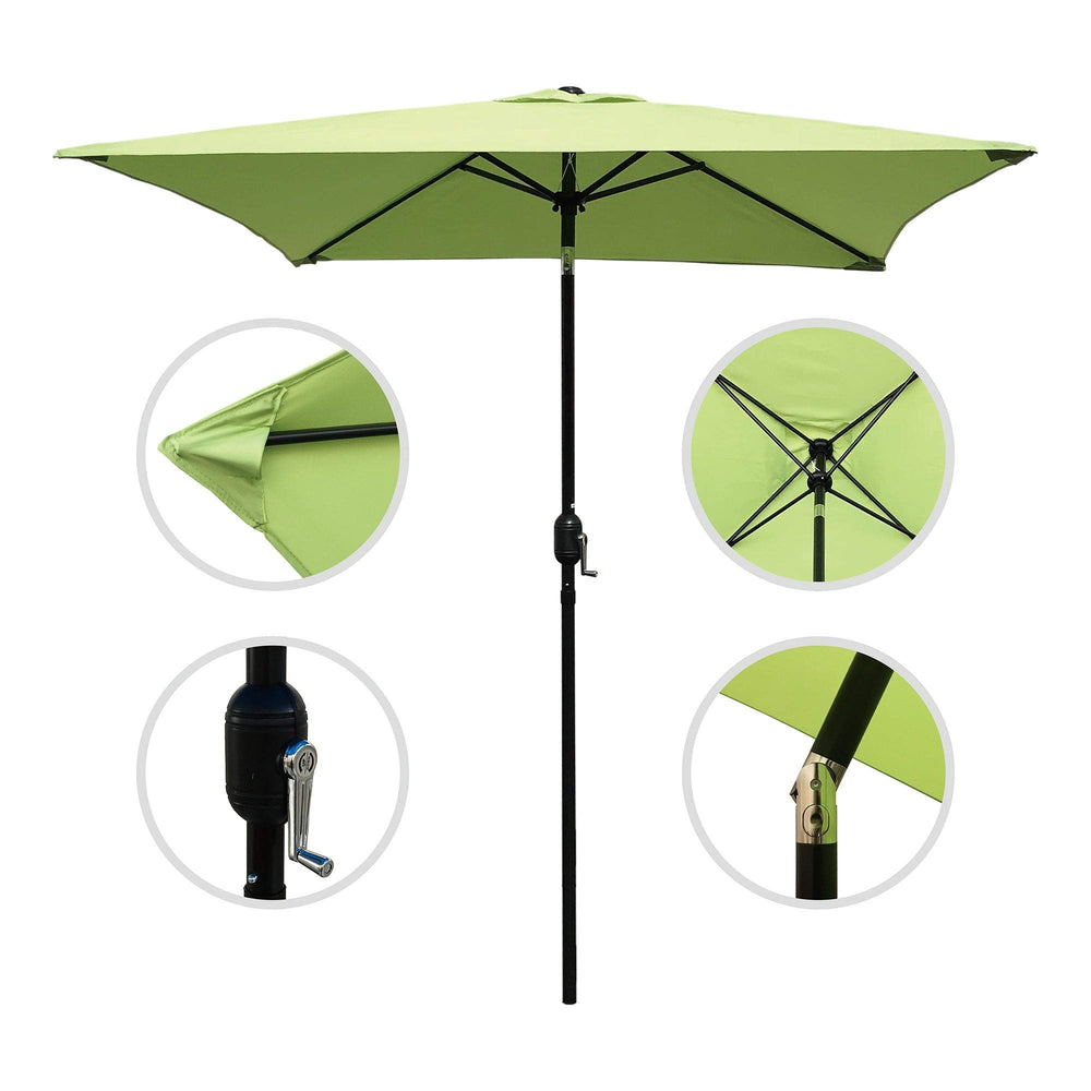 6.5' Square Green Classic Outdoor Table Market Umbrella With Tilt/crank 4 Ribs - Diamond Home USA