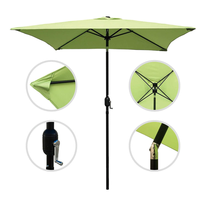 6.5' Square Green Classic Outdoor Table Market Umbrella With Tilt/crank 4 Ribs - Diamond Home USA