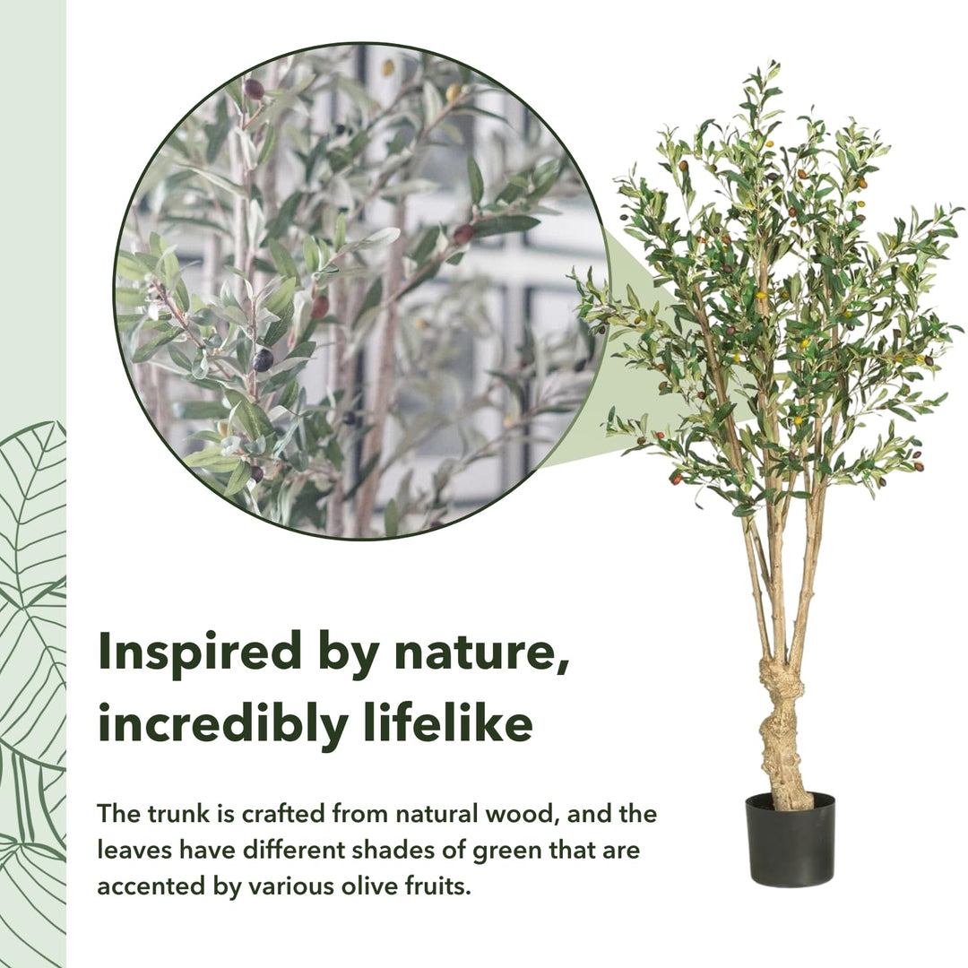 Nearly Natural 5258 Olive Silk Tree 5-Feet Green 30 x 30 x 55 inches - Diamond Home USA