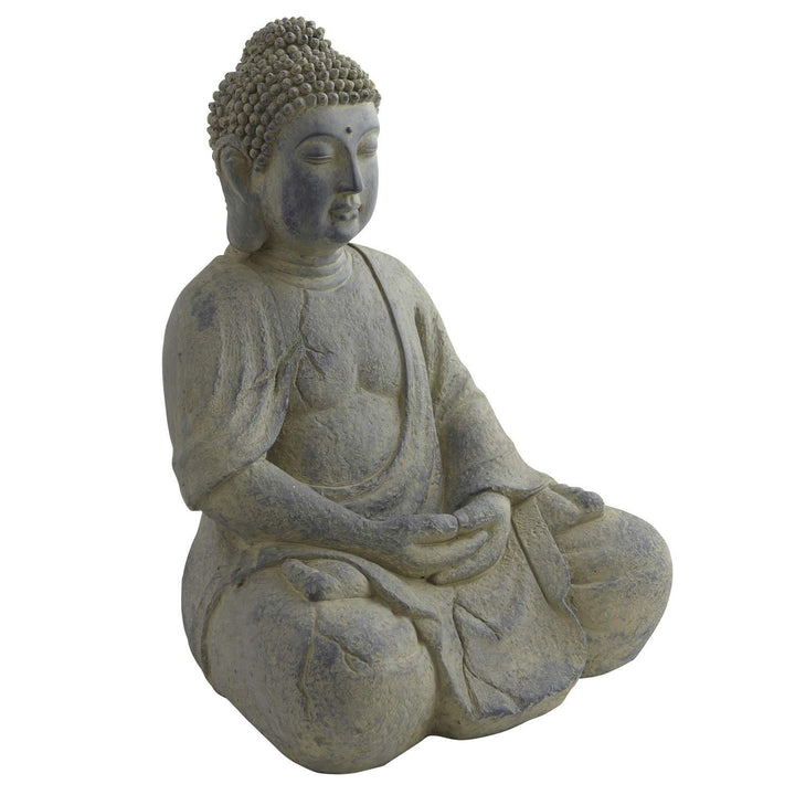 Buddha Lotus Pose Indoor/Outdoor Statue Green Grey Stone - Diamond Home USA