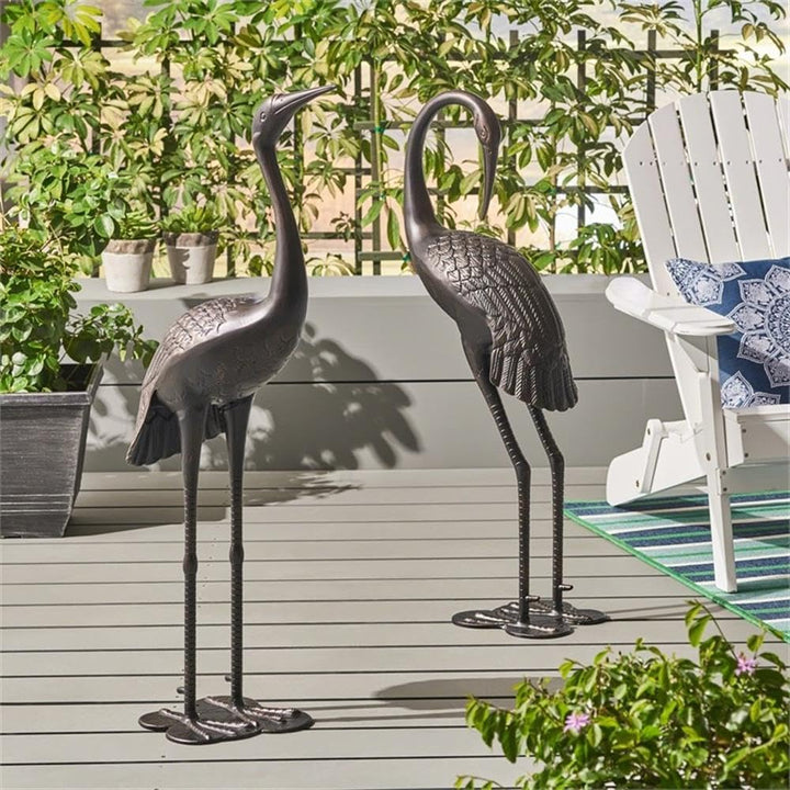 Noble House Scarlet Outdoor Aluminum Crane Garden Statues (Set of 2) - Diamond Home USA