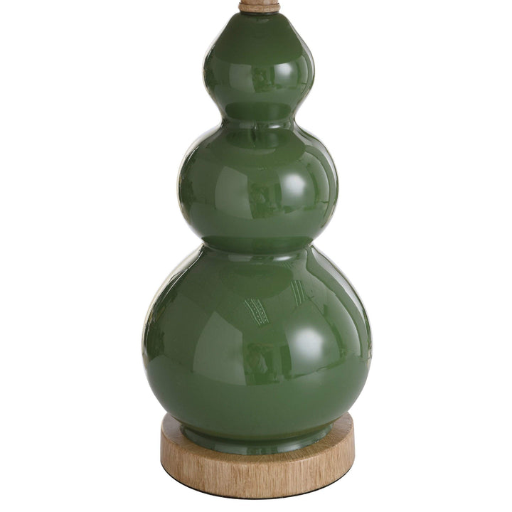 Nautical Green 1-Light Table Lamp with A Burlap Shade and Circle Faux Rope