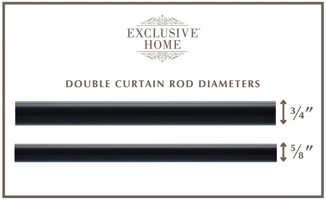 Exclusive Home Curtains ER1025-04 66120 Topper Double Curtain Rod and Finial Set