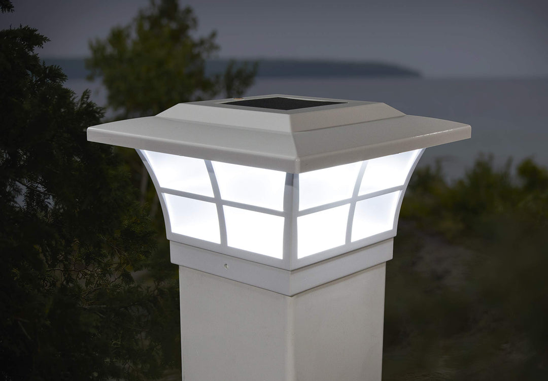 Classy Caps SL085 5x5 Prestige Solar Post Cap - 2 Pack/White by Classy Caps - Diamond Home USA