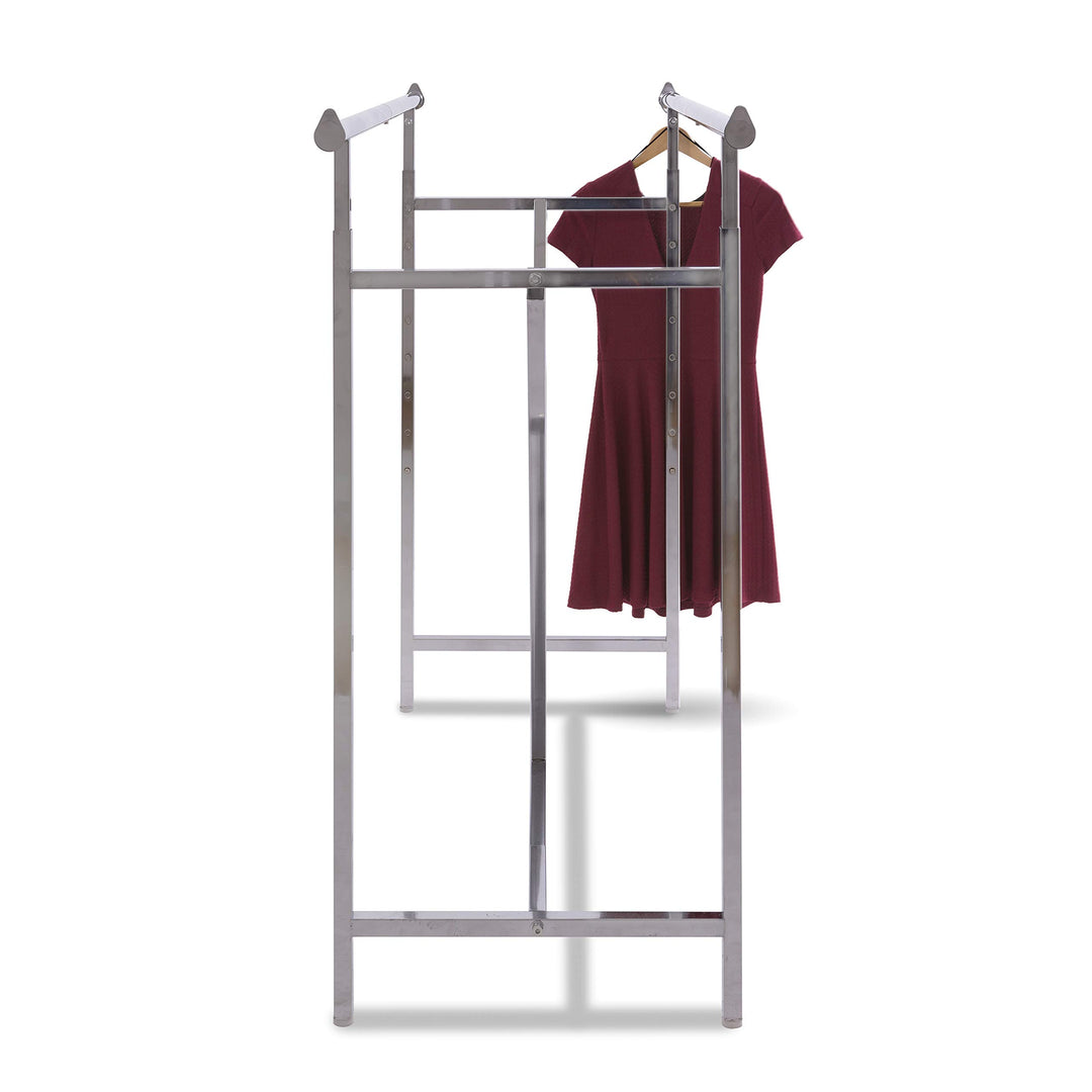 Econoco - Adjustable Heavy Duty Double Bar Retail Clothing Rack Rectangular - Diamond Home USA