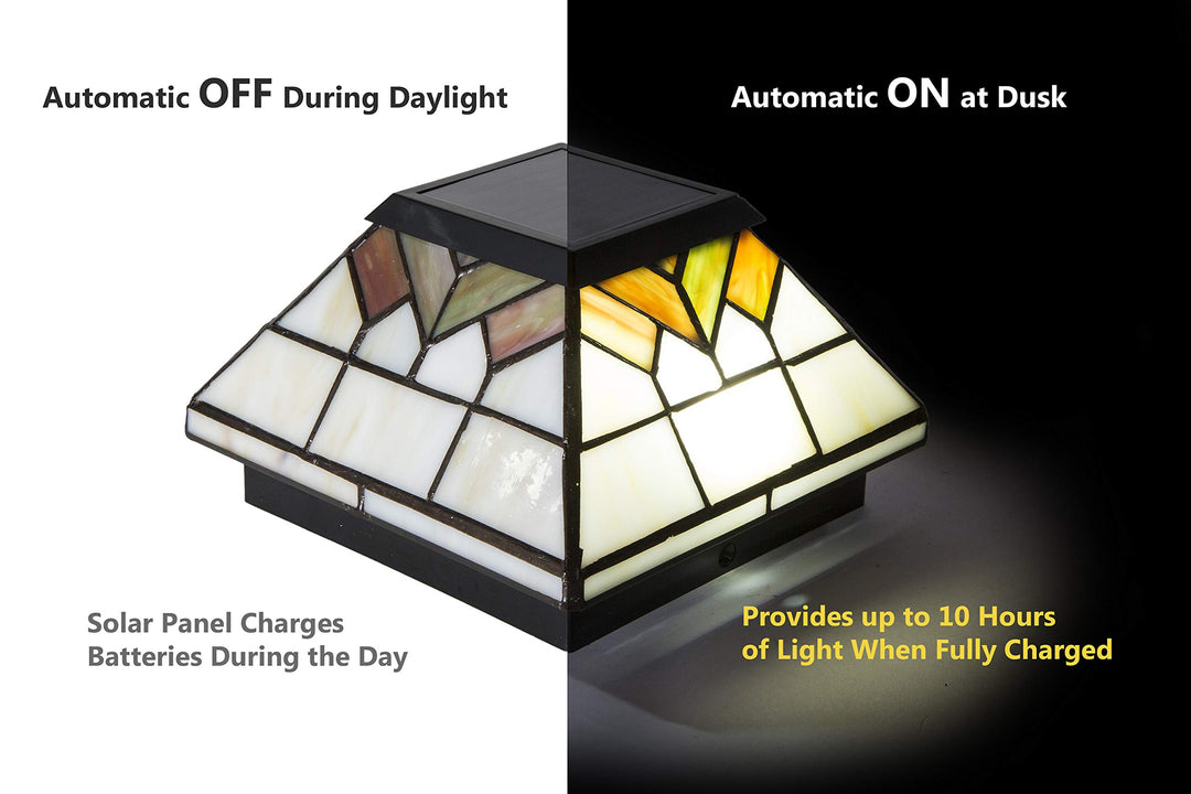 Classy Caps WG322 Wellington Solar Post Cap - 2 Pack/Stained Glass - Diamond Home USA