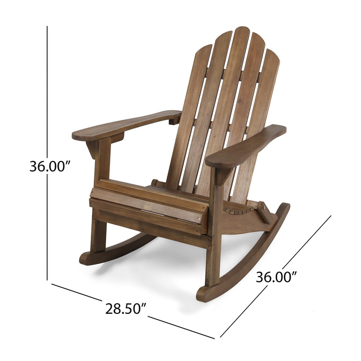 Christopher Knight Home Cara Outdoor Adirondack Acacia Wood Rocking Chair Dark