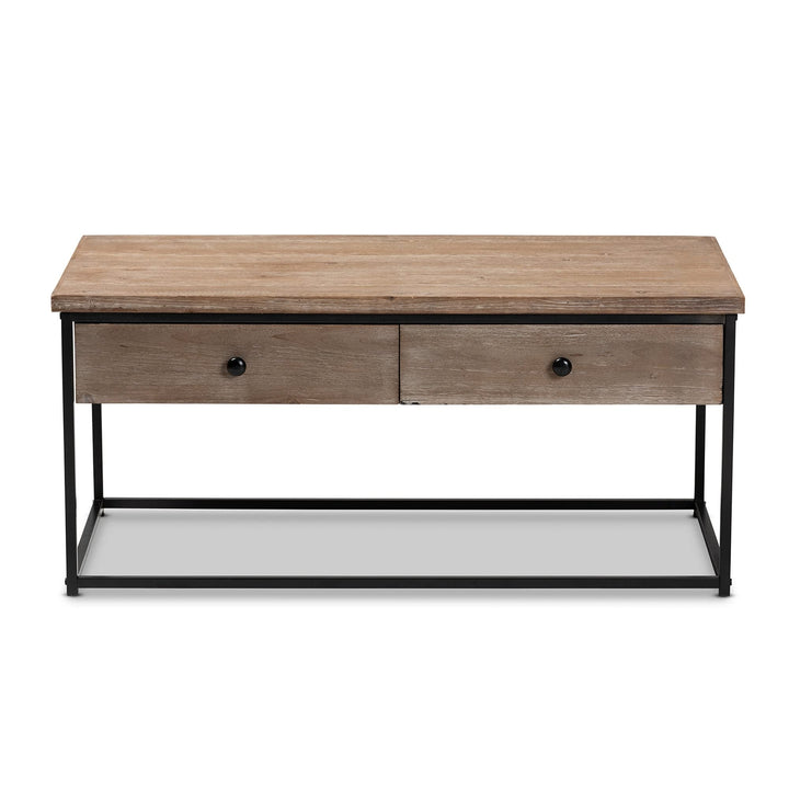 Modern Weathered Oak Finished Wood/Metal Coffee Table Brown Contemporary - Diamond Home USA