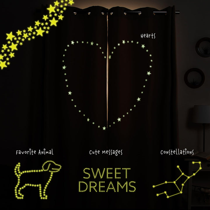 Aurora Home Keedle Doodle DIY Curtain Decoration Set with 2 Blackout Curtains - Dark