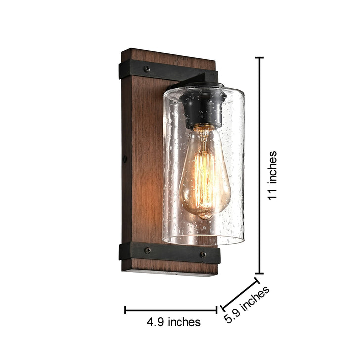 The Lighting Store Anastasia Antique Black Metal and Natural Wood Base Glass - Diamond Home USA
