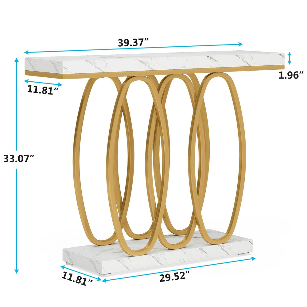 39'' Marble Top Console Sofa Table Modern Entryway Accent for Living Room Gold - Diamond Home USA