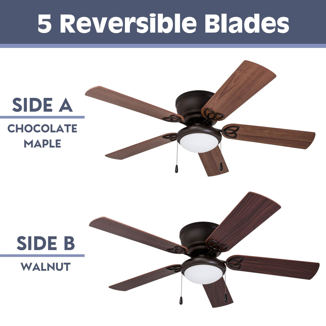 Prominence Home Benton 52 Inch Traditional Flush Mount Indoor LED Ceiling Fan Bronze - Diamond Home USA