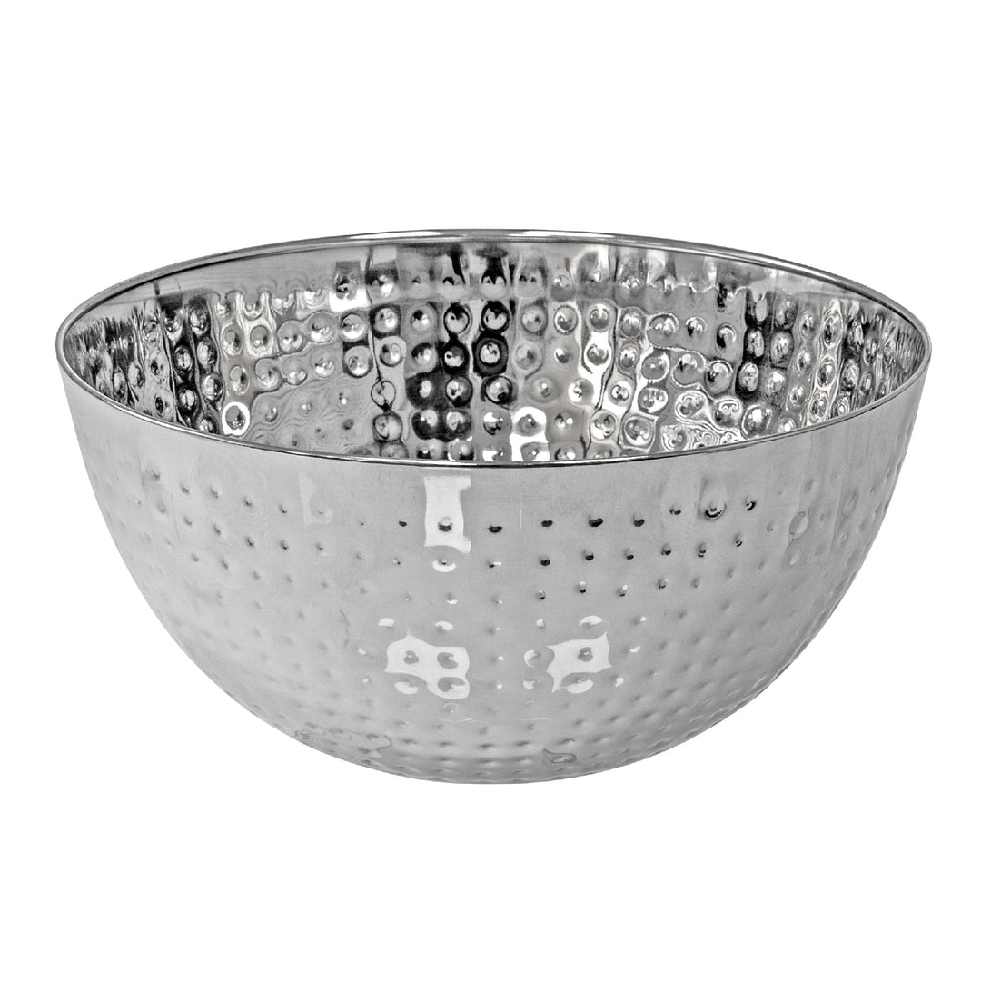 Stainless Steel Hammered Salad Bowl 9.50" Set Of 2 Silver Dishwasher Safe