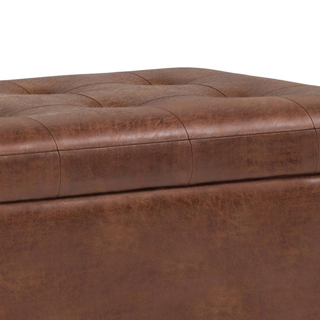 Wynden Hall Essex 34-in. Wide Rectangular Storage Ottoman Distressed Saddle