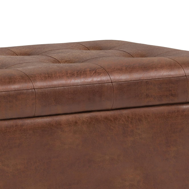 Wynden Hall Essex 34-in. Wide Rectangular Storage Ottoman Distressed Saddle