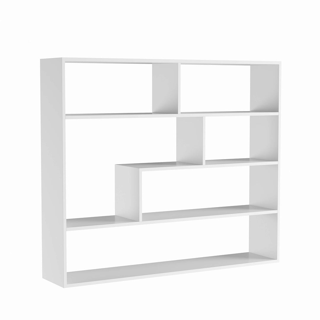 Large Rectangular White Shelf Unit Modern Contemporary MDF Matte Includes - Diamond Home USA