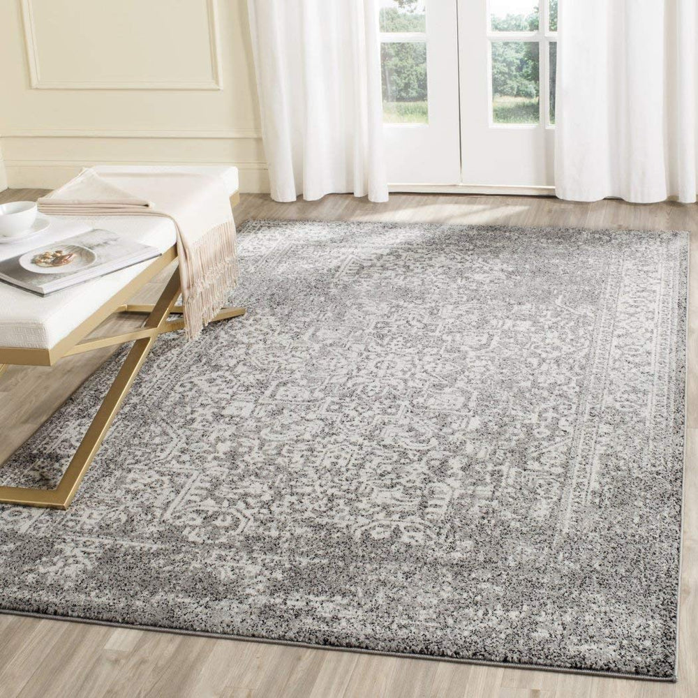 4'x6'ft Grey Ivory Oriental Distressed Area Rug Indoor Medallion Patterned - Diamond Home USA