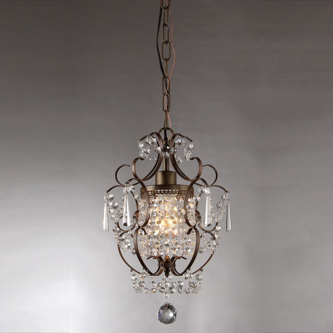 Warehouse of Tiffany RL4025BR Rosalie 1-Light Antique Bronze 11 inch Crystal - Diamond Home USA