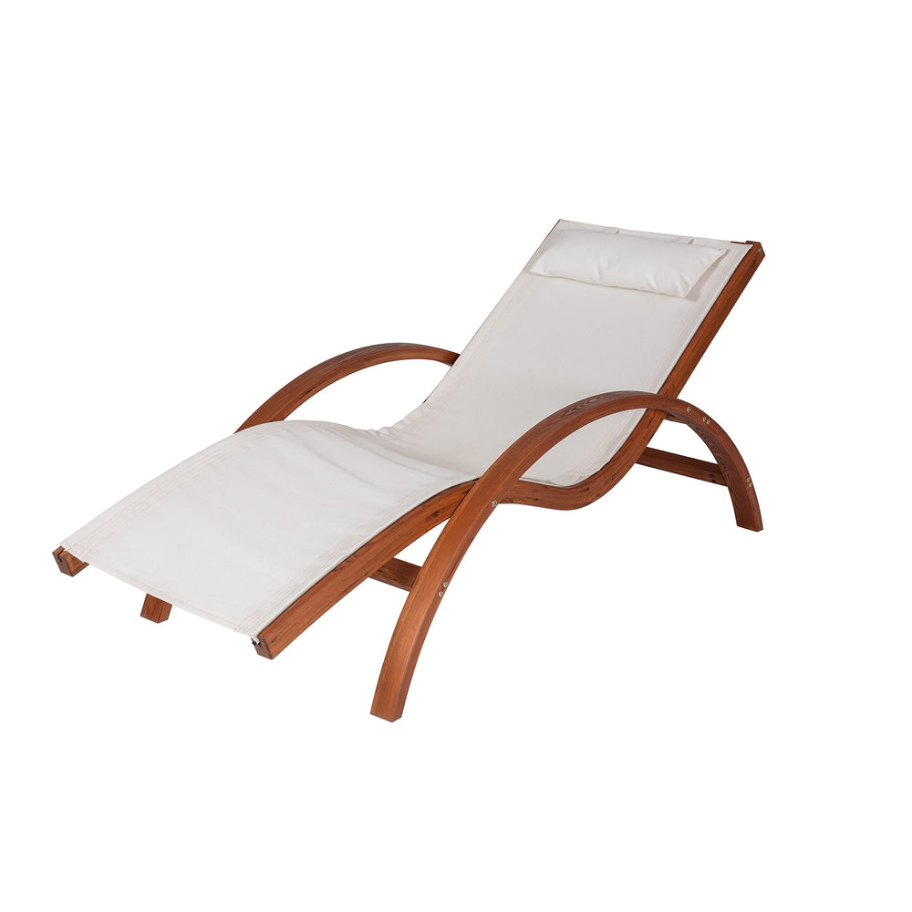 Breeze Luxury Lounger with Wood Frame Champagne Beige Solid Modern - Diamond Home USA