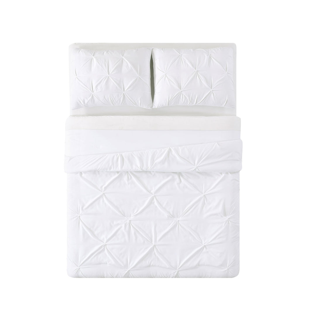 Truly Soft Everyday Pleated Duvet Set Full/Queen White - Diamond Home USA