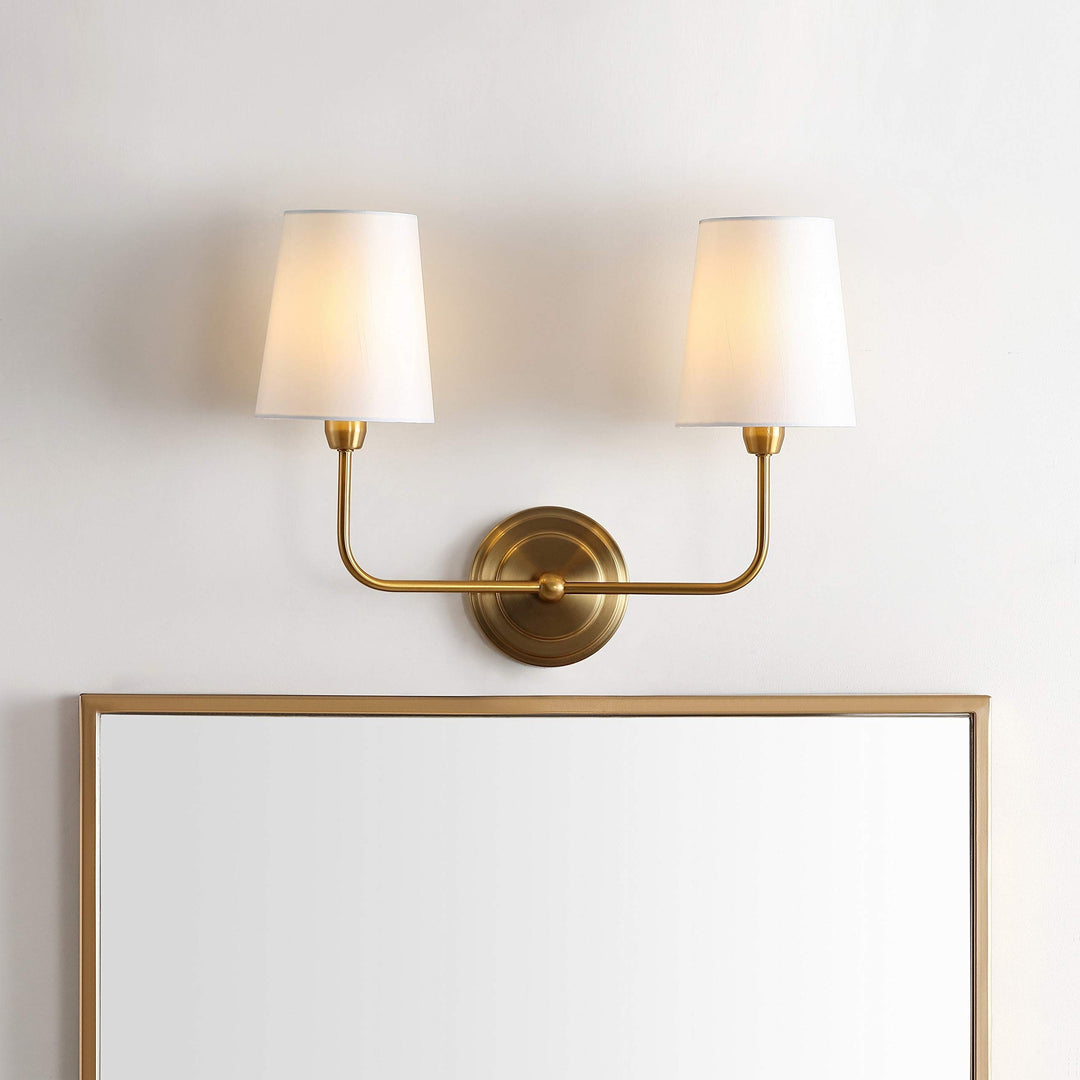 Lighting Ezra Two Light Wall Sconce - rass Metallic Modern Contemporary Metal - Diamond Home USA