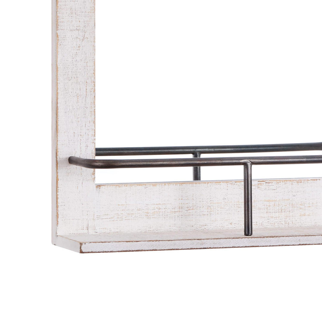 FirsTime & Co. Rustic Ivywood Barn Door Wall Mirror With Shelf Vintage